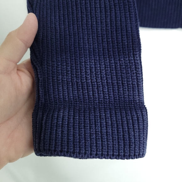 RALPH LAUREN Purple Label Silk Navy Ribbed Sweater Women's LARGE - Picture 16 of 16
